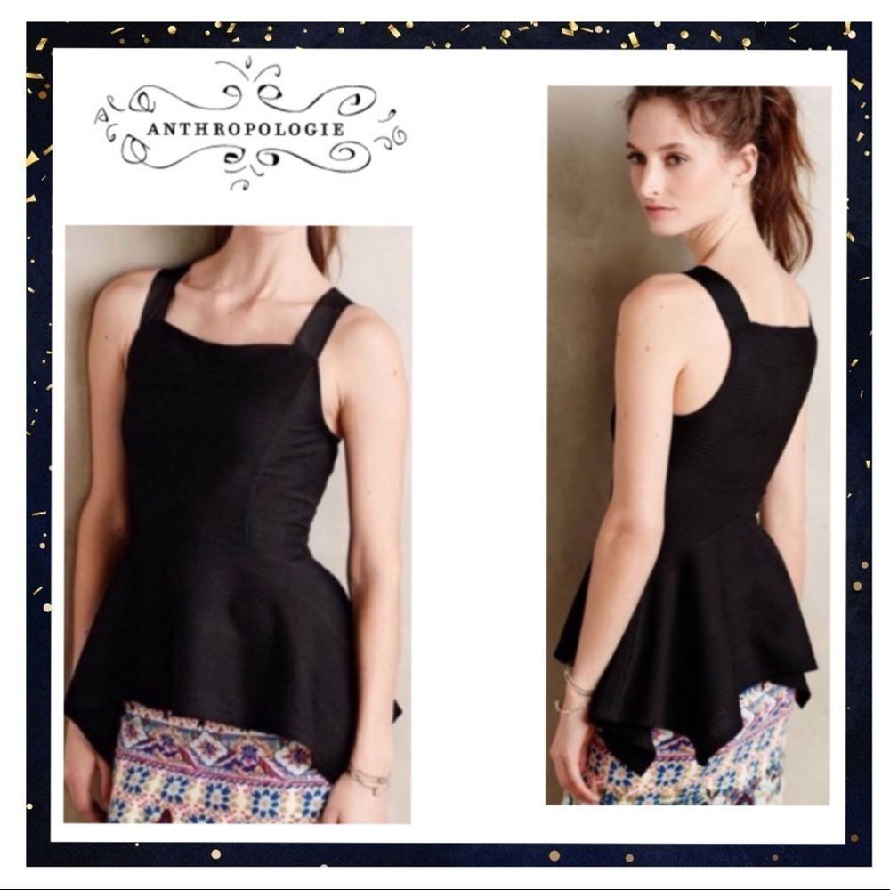 Anthropologie Ribbed Peplum Sleeveless Blouse XS